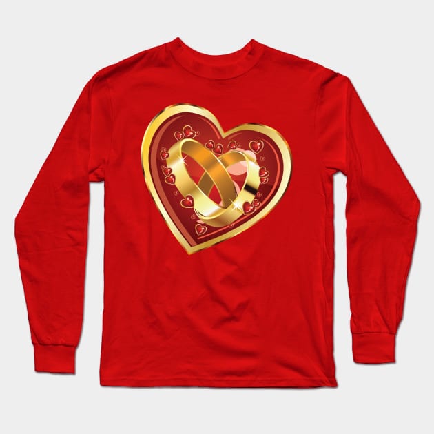 Wedding rings in heart Long Sleeve T-Shirt by AnnArtshock